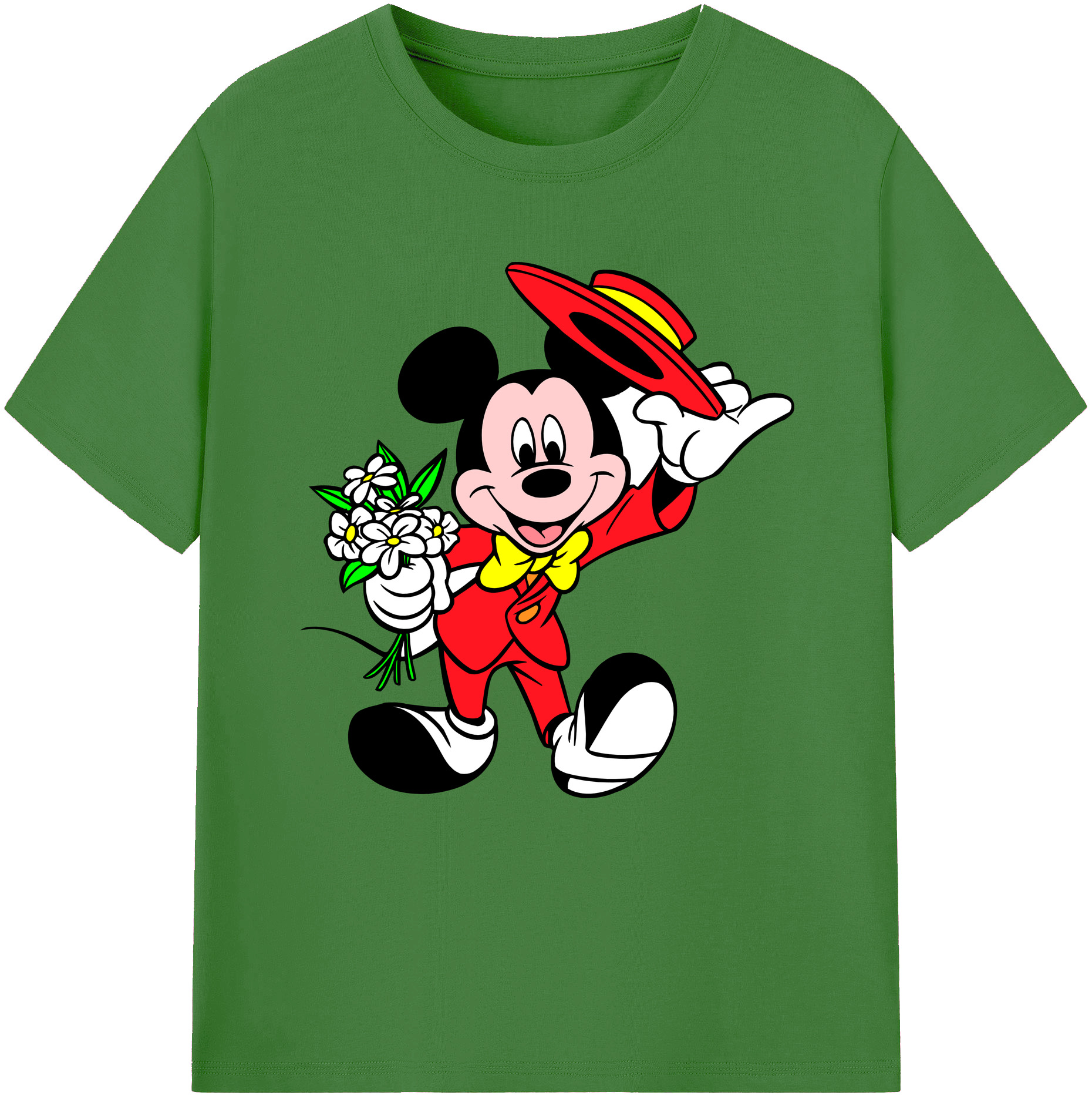 （画像用） ミッキーマウス Mickey Mouse レディースカジュアルプリントTシャツ（綿100％）